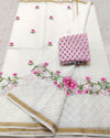 Kota Doria White Saree Embroidery