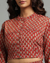 Indiehaat | Blockprinted Cotton Red Stitched Lehanga