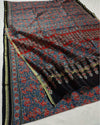 Indiehaat | Chanderi Silk Ajrakh Print Saree Multicolor