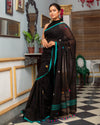 Indiehaat | Mul Cotton Embroidered Black Saree