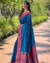 Indiehaat | Paithani Silk Zari Woven Contrast Blue Saree