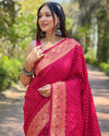 Indiehaat | Banarasi Katan Silk Zari Woven Pink Saree