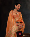 Indiehaat | Organza Silk Weaving Orange Saree | Stunning