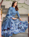 Indiehaat | Festive Fusion Lehanga Choli Set Bold Indigo BlockPrinted