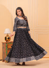 Indiehaat | Blockprinted Black Lehanga Choli Set