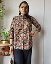 Indiehaat | Kanchi Cotton Peplum Tops Stark Black BlockPrinted