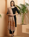 Indiehaat | Katan Silk Blockprint Dupatta Light Brown