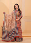 Indiehaat | Blockprinted Red & Beige Lehanga Choli Set