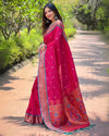 Indiehaat | Paithani Silk Zari Woven Contrast Pink Saree