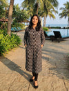 Sleek Pure Cotton Black Ikkat Dress