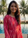 Crimson Pure Cotton Red Ikkat Dress