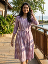 Elegant Pure Cotton Lavender Ikkat Dress