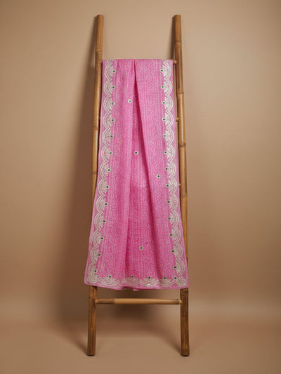 Tye & Drape Kota Doria Bandhej Print Light Pink Saree