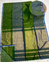 Indiehaat | Maheshwari Silk Olive Green Dual Tone Saree