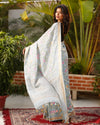 Lucid Silk Linen Embroidered Ash Gray Saree