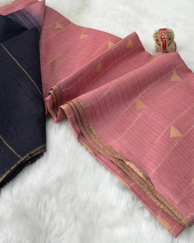 Indiehaat | Kota Silk Jacquard Weaving Saree Pink