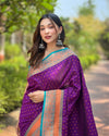 Indiehaat|Paithani Silk Zari Woven Contrast Purple & Blue Saree