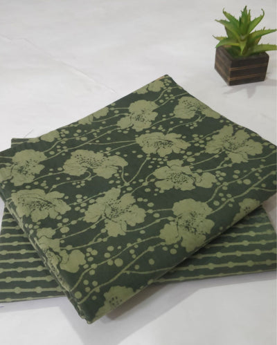 Indiehaat | Blockprinted Cotton Suit (Top & Bottom) Green