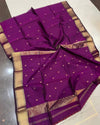 Indiehaat|Maheshwari Silk Purple Saree Meena Buti Rewa Border Running Blouse