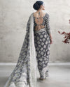 Indiehaat | Banarasi Silk Chikankari Weaving Gray Saree