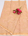 Indiehaat | Pure Cotton Kota Doria Peach Embroidery Saree