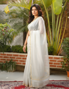 Pitta Handwork Pure Silk Kota Doria Saree Gray