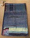 Indiehaat | Ajrakh Blockprint Modal Silk Lagdi Patta Indigo Saree