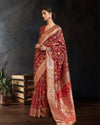 Indiehaat | Kashifa Silk Handloom Weaving Maroon Saree