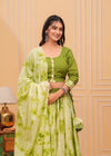 Indiehaat | Blockprinted Green Lehanga Choli Set