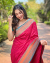 Indiehaat|Paithani Silk Zari Woven Contrast Red & Green Saree