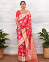 Indiehaat | Banarasi Silk Satin Weaving Red Saree