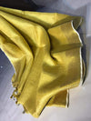 Hand Dyed Pure Tissue Linen Saree Golden Colour With Running Blouse-Indiehaat