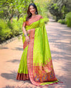 Indiehaat | Paithani Silk Zari Woven Contrast Green Saree