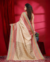 Indiehaat | Banarasi Silk Brocade Weaving Beige Saree