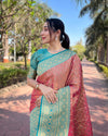 Indiehaat | Pure Tissue Silk Zari Woven Pink Saree