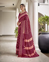 Indiehaat | Blockprinted Mul Cotton Red Saree