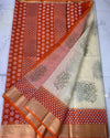 Indiehaat | Craft Couture Blockprinted Kota Doria White & Red Saree