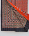 Indiehaat | Ajrakh Print Orange & Black Reversible Bedspread