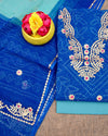 Indiehaat | Kota Doria Gota Patti, Bandhej Suit Blue