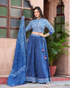 Indiehaat | Festive Fusion Lehanga Choli Set Deep Indigo BlockPrinted