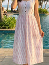 Crisp Pure Cotton White Ikkat Dress