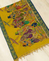 Indiehaat | Mangalagiri Silk Handpainted Yellow Dupatta