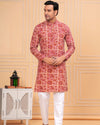 Indiehaat | Ajrakh Printed Cotton Kurta Pyjama Red