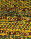 Indiehaat | Ajrakh Blockprint Modal Silk Lagdi Patta Yellow & Green Saree