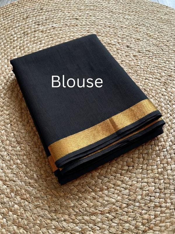 Noor Bandhej Pure Kota Silk Saree Black Blue