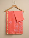 Kashidakari Embroidered Kota Doria Warm Red Suit (T+B+D)s