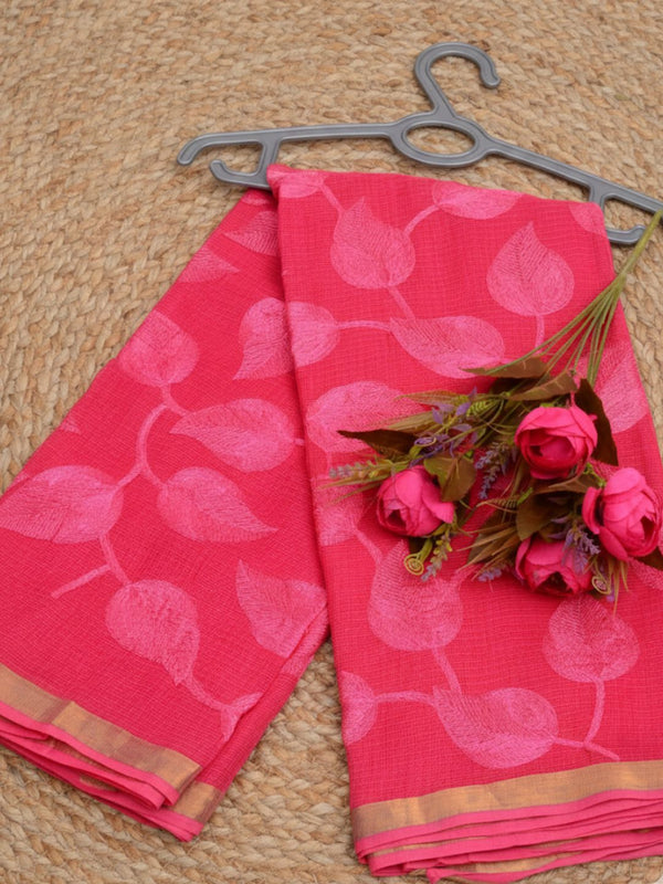 Pankhudi Kota Doria Sweet Pink Saree Embroidered