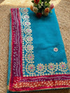 Gilded Grace Kota Cotton Gota Patti Saree Blue