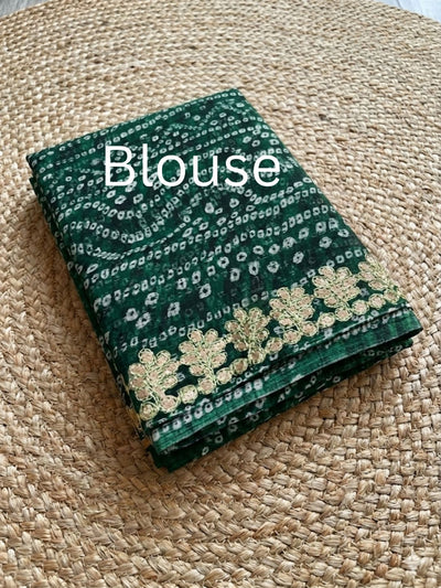 Pankhudi Gota Patti Kota Cotton Green Saree