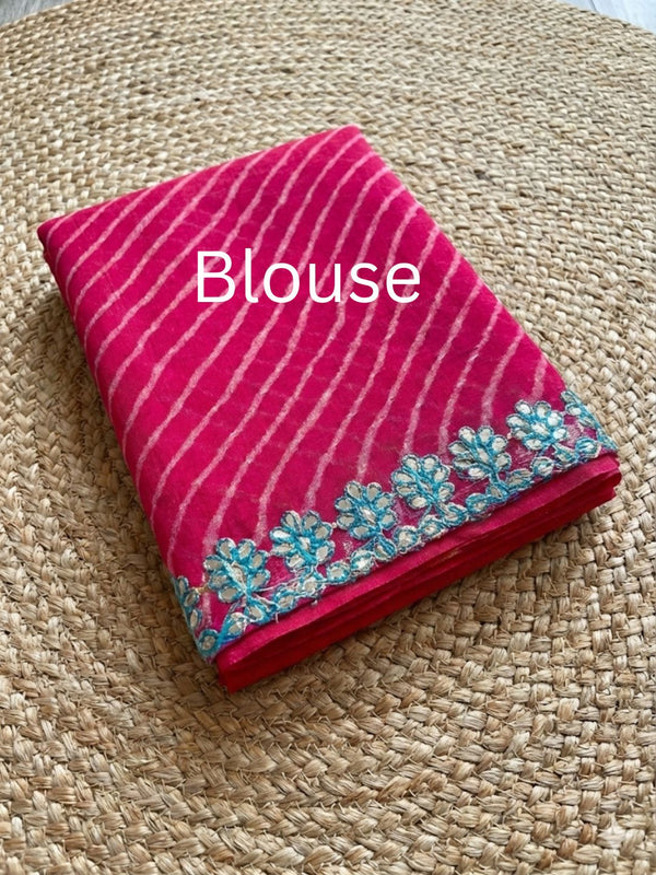 Pankhudi Gota Patti Kota Cotton Blue Saree